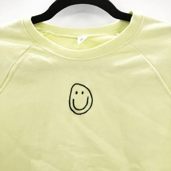 NWT BP Women's Yellow‎ Smile Raglan Sweatshirt Crop Top Size S - Picture 7 of 7